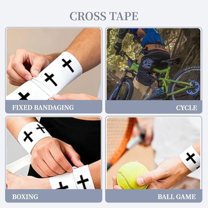 Christian Athletic Sports Tape with Cross Design - 4-Pack Breathable Cotton Wrist Wrap, 2in x 23ft for Soccer, Baseball, Boxing & Gym Training, Inspirational Faith-Based Fitness Accessory
