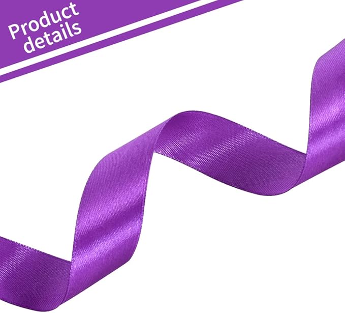 TONIFUL 1 Inch x 100yds Purple Satin Ribbon, Thin Solid Color Satin Ribbon - Image 3