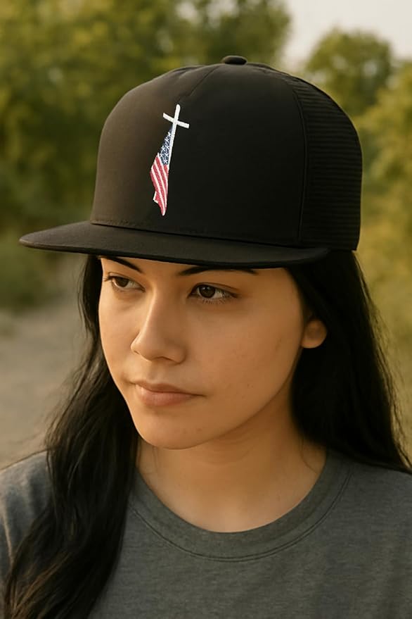 American Flag Trucker Hat for Men Women, Adjustable Snapback Baseball Cap USA Pride Hat Veteran Gifts