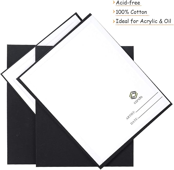 CONDA Black Canvas Panels 5x7 inch, 100% Cotton Acid-Free, 8 oz Gesso-Primed - Image 5