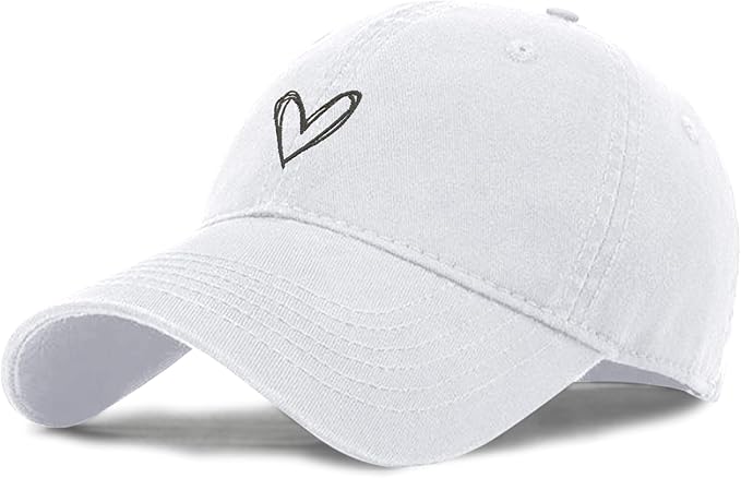 Pairxily Vintage Heart Embroidered Baseball Cap Distressed Adjustable Hat for Women Low Profile Dad Hats Unisex Cotton Cap