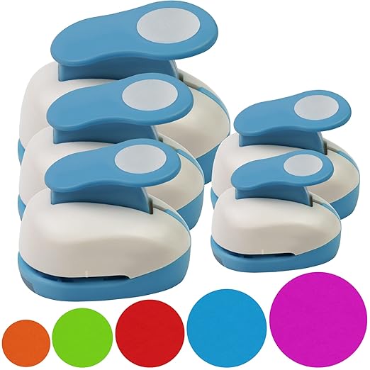 Set 5 Circle Paper Punch 0.3'' / 0.6'' / 1'' / 1.5'' / 2'', Scrapbooking Hole by ECOHU