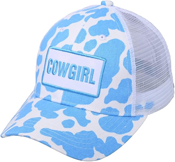 Funky Junque Trucker Hat for Women – Distressed Low Profile Western Camo Baseball Cap with Mesh, Trendy and Adjustable Fit