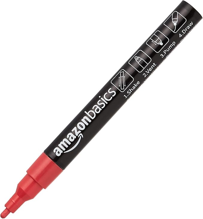 Amazon Basics Bullet/Chisel Reversible Tip Chalk Markers, Fine Point, Bright - Image 2