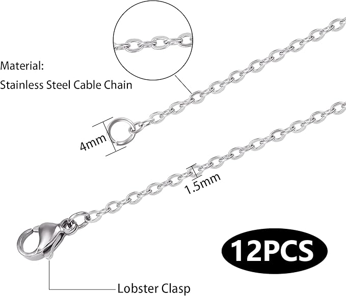 ALEXCRAFT Wholesale 12 PCS Genuine Stainless Steel Cable Chain Necklace Chains - Image 4