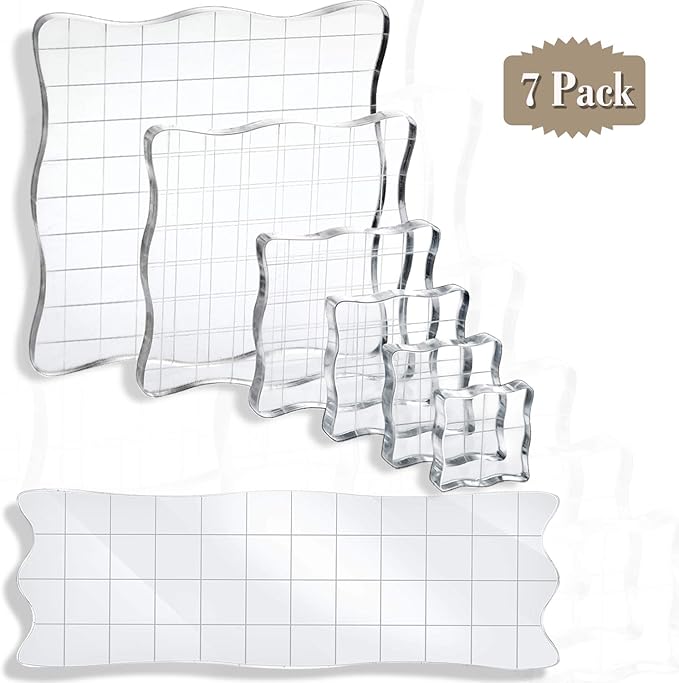 Mudder 7 Pieces Acrylic Stamp Blocks Set Clear Stamping Blocks Tools - Image 5