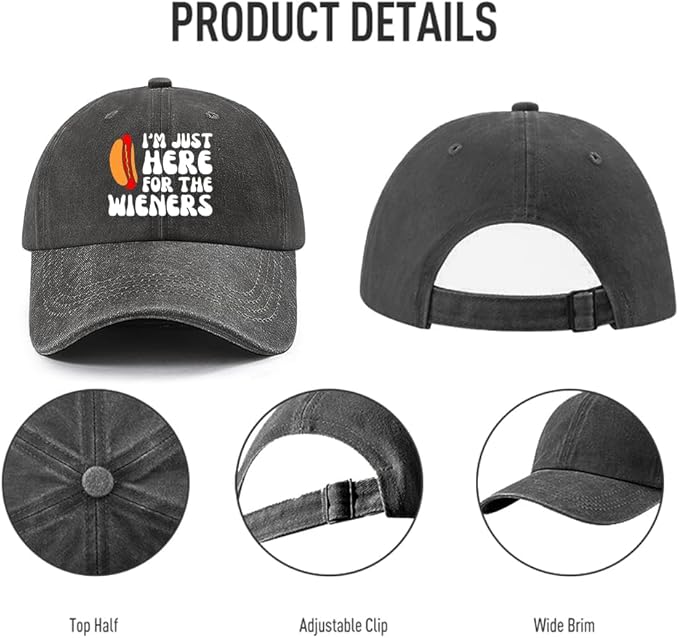 I'm JUST HERE for The Hotdogs Hats for Men Baseball Caps Trendy Washed Workout Hats Light Weight