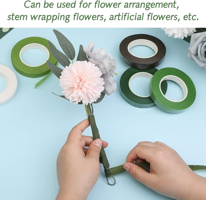 6 Rolls Floral Tape, 1/2" by 180 Yard Green Flower Tape, Flower Tape - Image 6