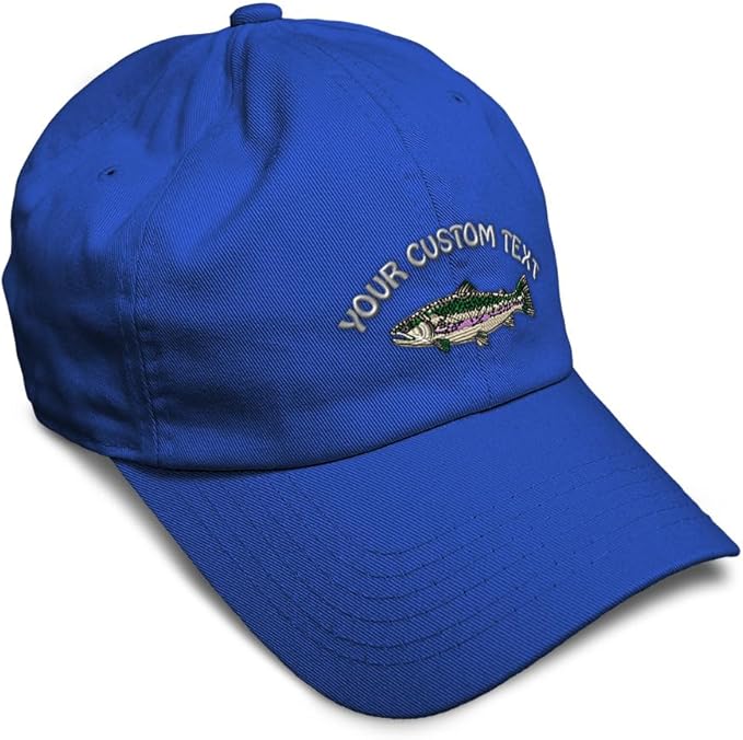 Custom Soft Baseball Hat Embroidered Dad Hat Fish Rainbow Trout Men & Ladies Baseball Cap Cotton