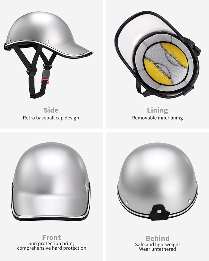 Adult Baseball Cap Helmet - Urban Style for Golf, Low Profile Urban Commute PU Retro Leather Hat for Men & Women