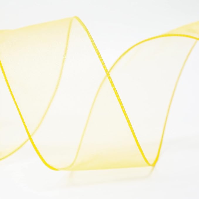 CT CRAFT LLC Sheer Organza Wired Ribbon 2.5" x 50Yards Yellow - Image 3