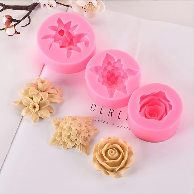 3 Pack Flower Mold Flower Silicone Wave Spiral Candle Mold - Image 3