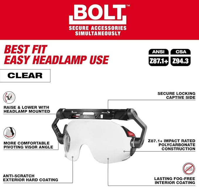 Milwaukee 48-73-1410 Clear Dual Coat Lens Eye Visor, Black/White