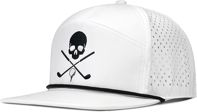 Bamveio Funny Golf Hats Flat Bill for Men Women,Golf Gifts Skull Baseball Cap for Adults Humor