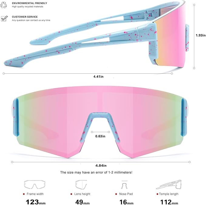 SEKKAF Youth Baseball Sunglasses for Boys Girls Age 6-12 Softball Cycling Sports Sunglasses for Kids Lightweight Frame