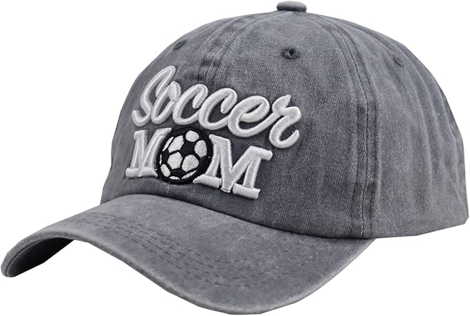 Distressed Soccer Mom Baseball Cap for Women, Adjustable Washed Embroidered Sun Hat for Mama