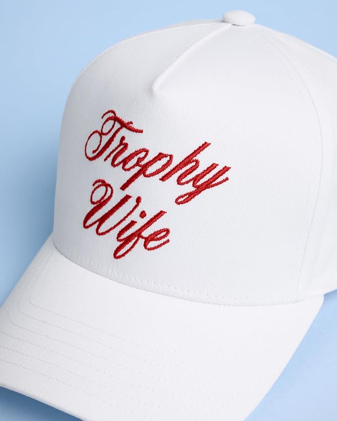 xo, Fetti Trophy Wife Trucker Hat | White, Red Embroidery, Snapback, Adjustable Fit, Bachelorette, Bridal Shower, Bride Gift, Party Hat, Engagement, Wifey
