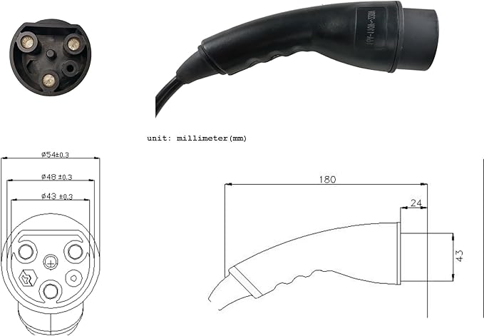 JOEEGO Charging Power Cord Assembly Compatible with Evolution EV Golf Carts, 16A 110V~220V, UL Listed, Replaces OEM# 2.04.0620 (Black 10ft)