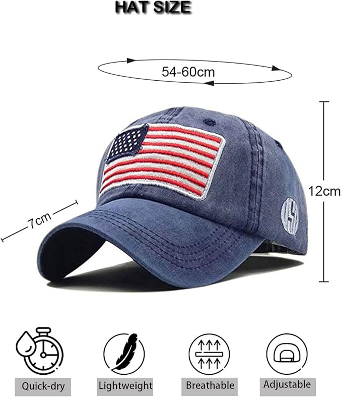 2-Pack USA Flag Hats for Men Baseball American Flag Hats for Men USA Cap USA Tactical Washed for Women