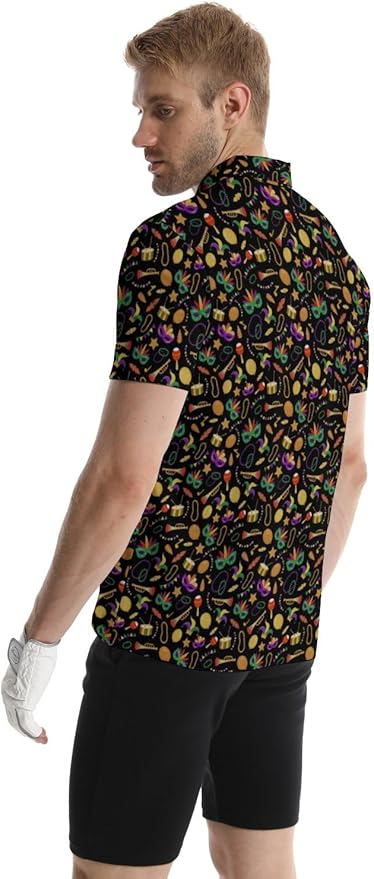HUURAY Funny Golf Polos for Men Funny Print Short Sleeve Shirts Quick Dry Polo Shirts Hawaiian Shirt Performance Golf Outfits