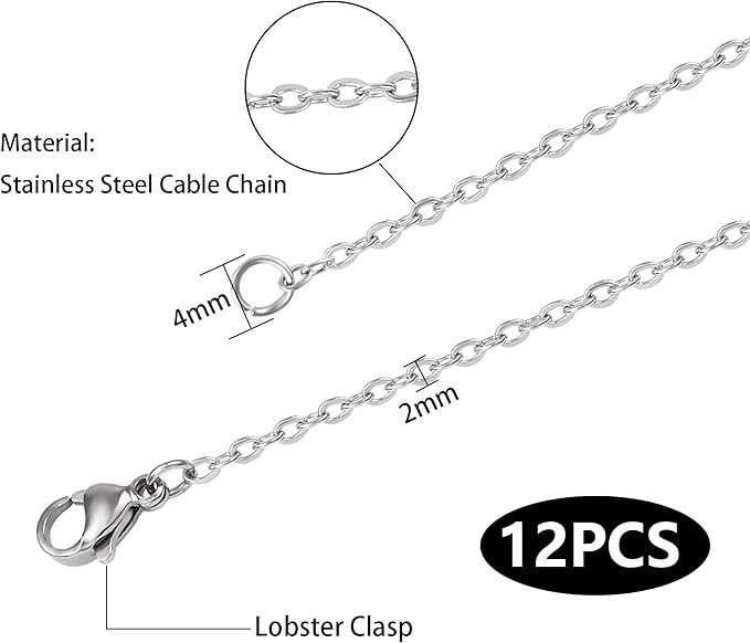 Wholesale 12 PCS Stainless Steel Flat Cable Chain Link Necklace Chains Bulk - Image 6