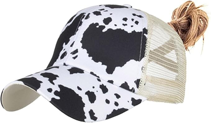 Womens Cow Print Baseball Cap Unisex Adjustable Baseball Hat Casual Cotton Sun Hats for Teen Girls