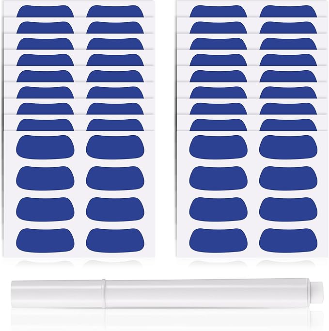 Sumind 144 Pairs Eye Strips Sports Eye Stickers Breathable Strips with 1 White Pencil for Baseball Football Softball Fans on Game Day (Blue)