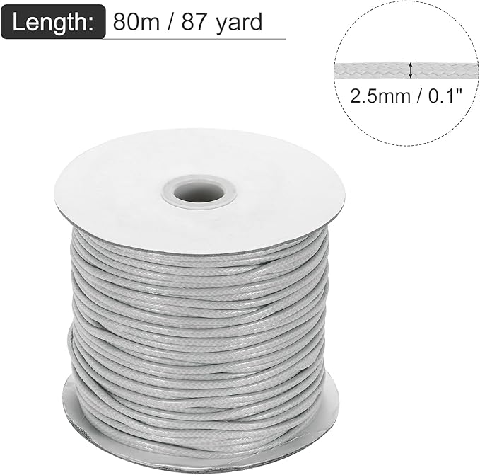 MECCANIXITY Waxed Cord 2.5mm Waxed Polyester Cord 87 Yard Wax String - Image 2