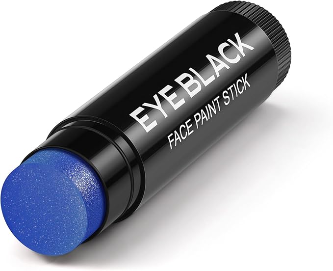 Blue Glitter Eye Black Stick, Anti-Glare Eyeblack for Baseball Football Softball Lacrosse Accessories, Sweat-Proof Sport Face Paint, Smooth & Long Lasting, Rich Full Coverage Shimmery Color