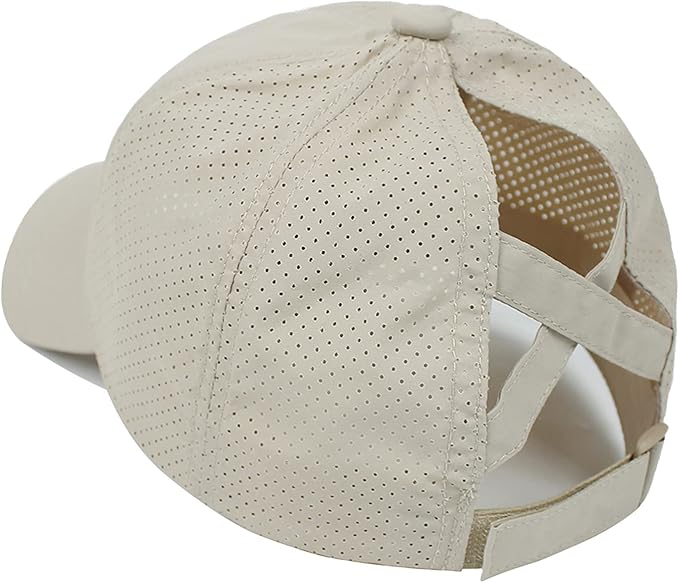 HGGE Womens Criss Cross Ponytail Baseball Cap Adjustable High Messy Bun Ponycap Quick Drying Hat