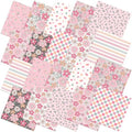 Hahafelt 10 Pcs Fall Retro Pink Floral Quilting Fabric Bundles 20 x 20 Inch