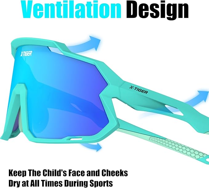 X-TIGER Kids Sunglasses Polarized Youth Baseball Sunglasses for 8-14 boys girls UV400 Sports Softball Cycling Glasses
