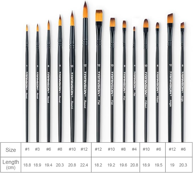 Transon 14pcs Artist Paint Brushes - Image 4