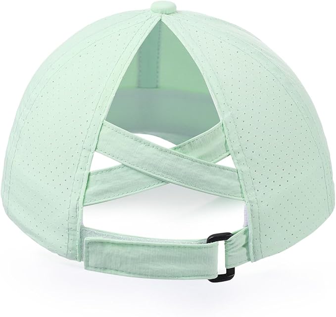 Little Girls Reflective Baseball Cap Criss Cross Ponytail Hat Kids Quick Dry Mesh Summer Sports Hat for Toddler Ages 3-8