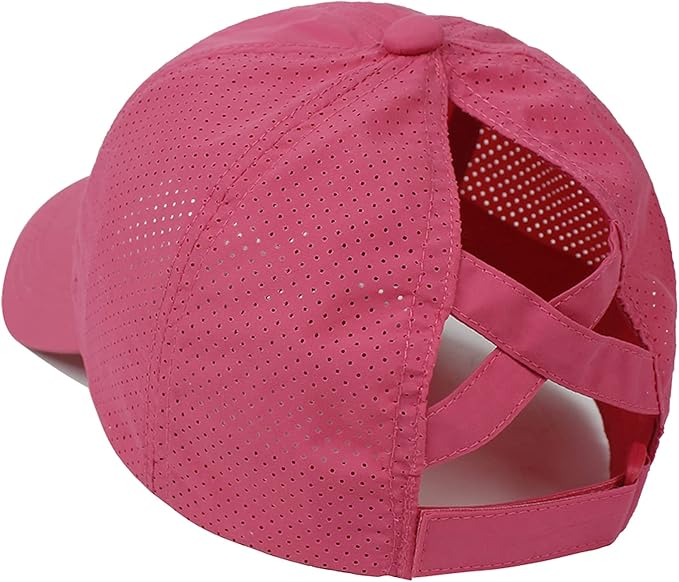 HGGE Womens Criss Cross Ponytail Baseball Cap Adjustable High Messy Bun Ponycap Quick Drying Hat