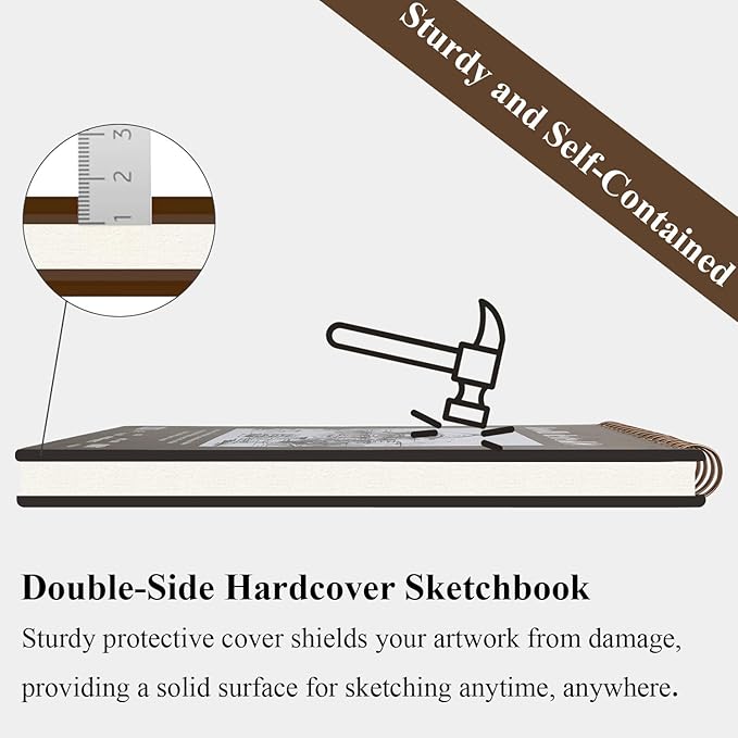 9" x 12" Sketch Book, Top Spiral Bound Sketch Pad, 2 Packs 100 Sheets Each - Image 2