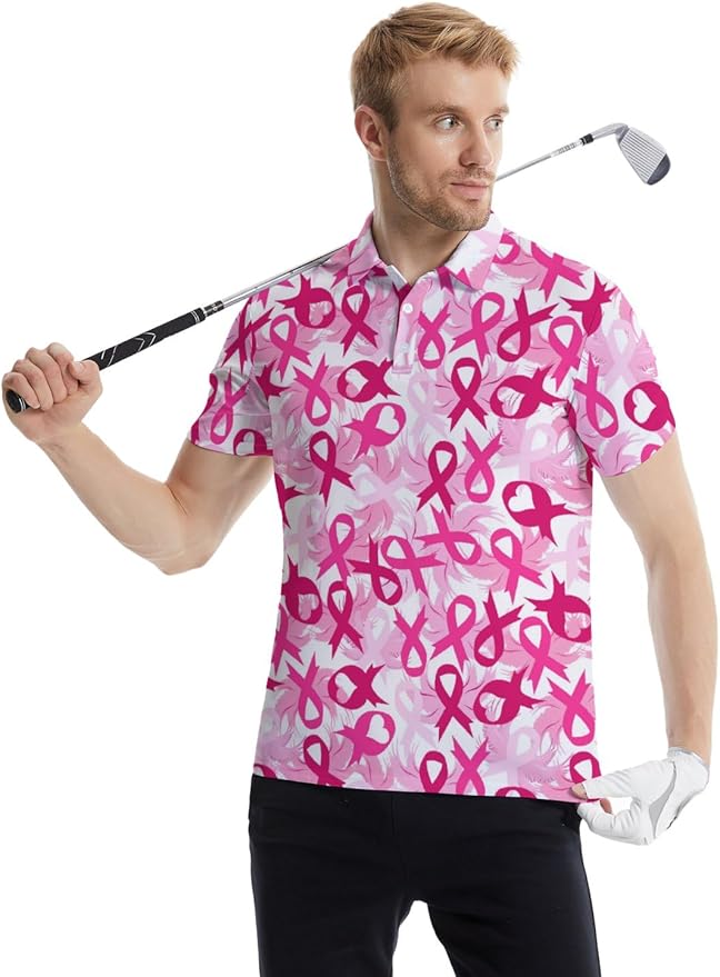 HUURAY Funny Golf Polos for Men Funny Print Short Sleeve Shirts Quick Dry Polo Shirts Hawaiian Shirt Performance Golf Outfits