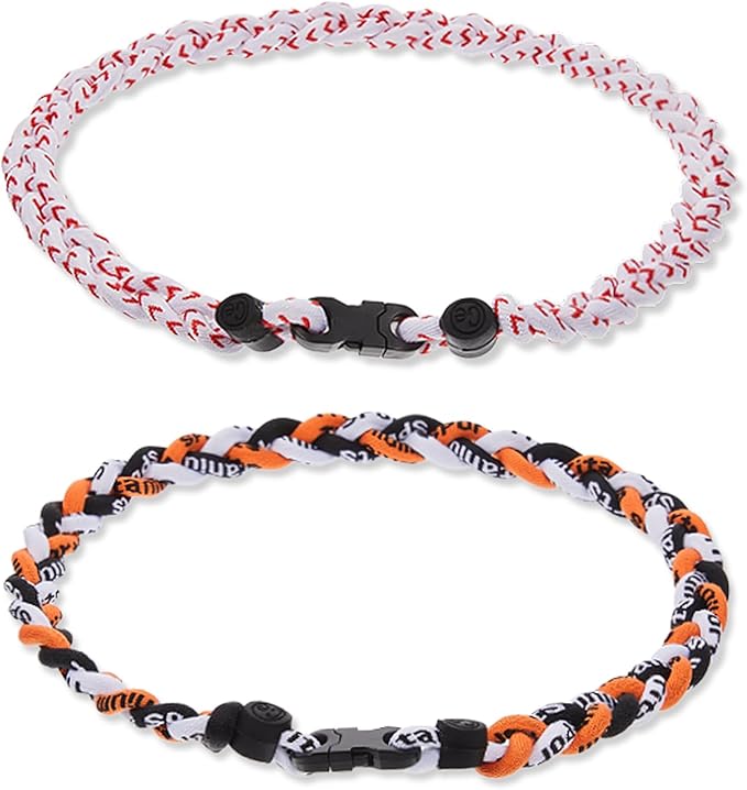 Junkin Baseball Necklaces Three Braided Rope Titanium Necklace for Fans Team Gifts Boys Men Player Softball Sports