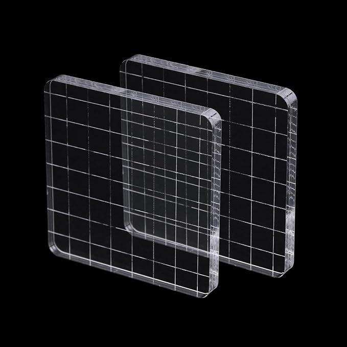 2Pcs Clear Stamp Blocks Set, 3 x 3 Inch Square Acrylic Blocks by QIMOO