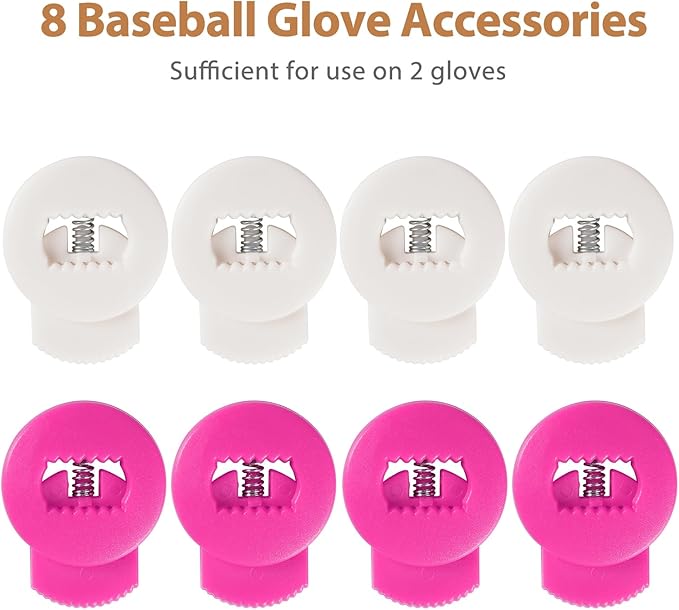 Glove Locks, 8-Pack Baseball/Softball Glove Lace Locks – Vibrant Colors, No Retie Knots, Spring-Lock Tech, Durable Design.