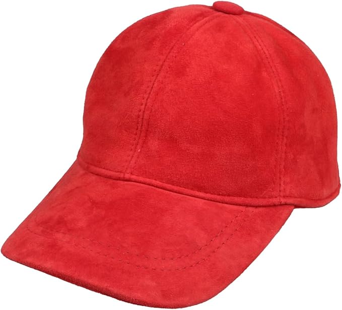 Suede Leather Baseball Cap – Unstructured 6 Panel Adjustable Strapback Hat for Men & Women