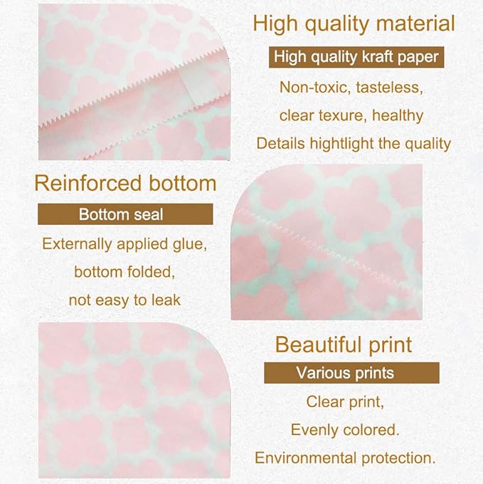KEYYOOMY 200 Pcs Light Pink Candy Buffet Bags Small Cookie Bags Polka Dot Paper - Image 3