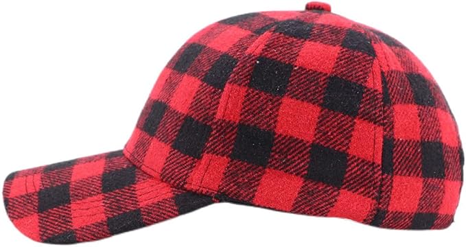 Classic Red-Black Baseball Caps Plaid-Checkered Baseball Hat Buffalo Christmas Hat for Women Men