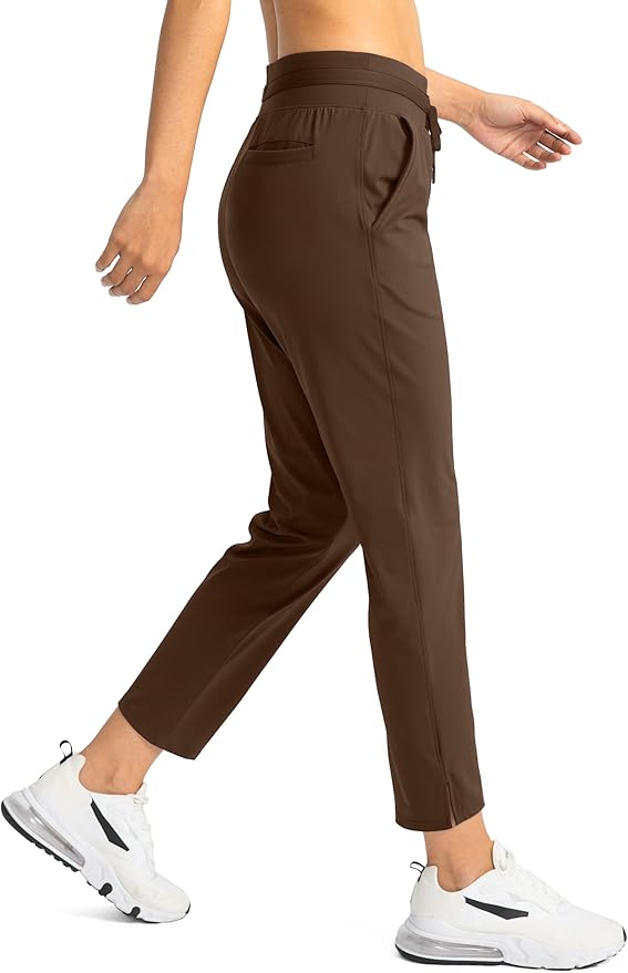 Soothfeel Women's Pants with 4 Pockets 7/8 Stretch High Waisted Sweatpants Travel Athletic Work Golf Pants for Women