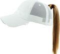 Classic Plain Ponytail Messy High Bun Headwear Adjustable Cotton Trucker Mesh Glitter Hat Baseball Cap