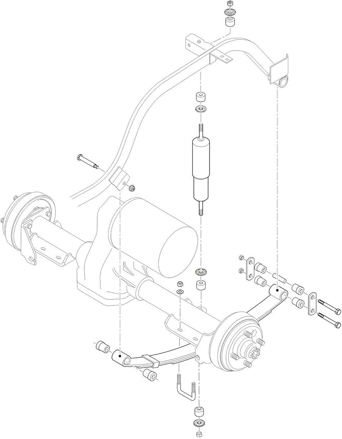10L0L Heavy Duty Golf Cart Rear Leaf Spring Kit - 4-leaf Spring with Bushings & Sleeves for EZGO TXT Golf Cart 1995-2013