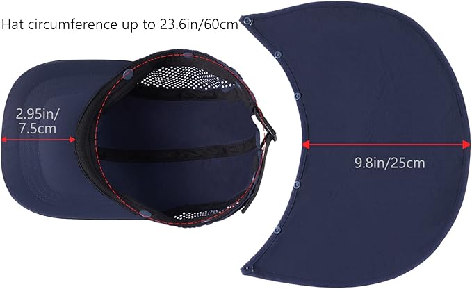 BASSDASH UPF 50+ Foldable Fishing Hat Baseball Cap with Removable Neck Flap Portable for Men Women Golf Hiking