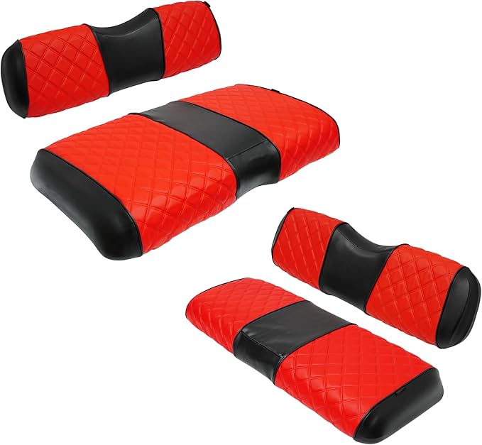 XUANYUDG0769 Golf Cart Front and Rear Seat Covers for EZGO RXV 2008-up OEM Ordinary Front Seat and Aftermarket Common Rear Seat Kits, No Stapler Vinyl Leather Diamond EZGO RXV Seat Covers