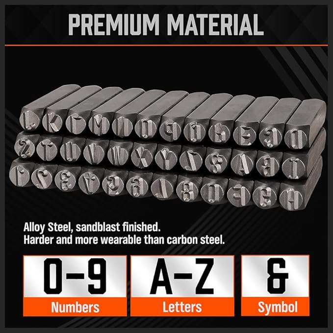 HORUSDY 36-Piece Number and Letter Stamp Set 5/16 Punch Perfect - Image 7