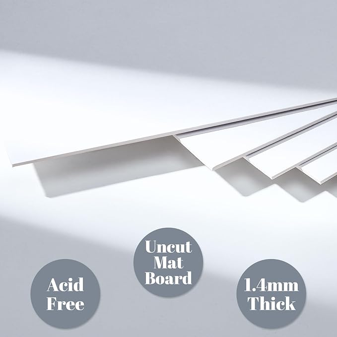 Prudiut 15 Pack 8x10 Backing Boards Only, Uncut White Mat Board Acid Free Mat - Image 3